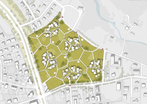 Housing Estate Proposal / Mikolai Adamus & Igor Brozyna,plan 01 Site Development Plan, Housing Estate, Urban Design Concept, Architecture Design Sketch, Concept Diagram, Plan Drawing, Landscape Architecture Design, Urban Fabric, Diagram Architecture