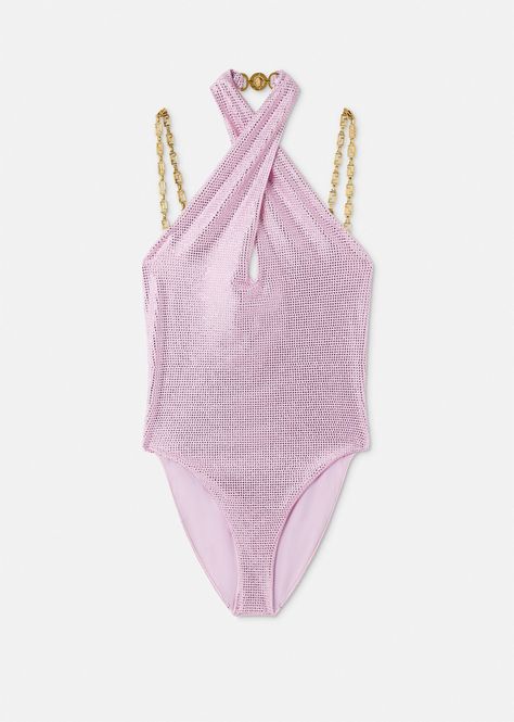 Dua Lipa X Versace, Versace Swimsuit, Pink Versace, Versace Style, Swimsuit Sale, Versace Home, Luxury Swimwear, Swimsuit Design, Donatella Versace