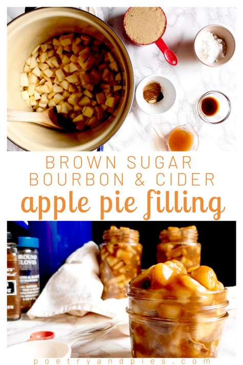 Maple Bourbon Apple Pie, Bourbon Apple Pie, Brown Sugar Pie, Sugar Pie Crust, Bourbon Cider, Work Breakfast, Apple Pie Filling Recipes, Canned Apple Pie Filling, Alcoholic Desserts