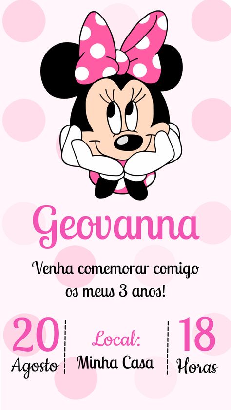 Edite grátis você mesmo usando nosso editor online | Design by Helen Convites | Convite Digital Convite Minnie Rosa O convite Convite Minnie Rosa perfeito para o seu evento! Personalize o convite do seu jeito com nosso editor online Nosso convite digital Convite Minnie Rosa é totalmente personalizável. Você pode alterar o texto, a fonte, as cores e até mesmo adicionar fotos. É fácil de usar e você pode editar o convite perfeito em minutos utilizando nosso editor online. Envi Minnie Mouse Birthday Cakes, Mini Mouse, Minnie Mouse Birthday, Baby Shark, Online Design, 2nd Birthday, Minnie Mouse, Birthday Cards, Hello Kitty