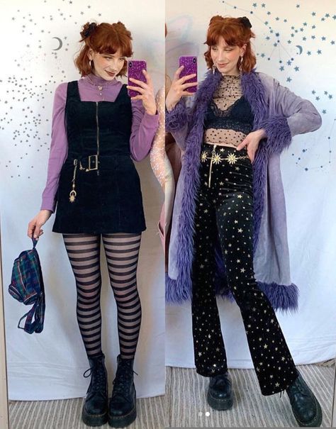 Witchy Birthday Outfit, Whimsigoth Fashion With Pants, Funky Goth Outfits, Witchy Clubbing Outfits, Witch Outfit Pants, Sandman Inspired Outfits, Amity Halloween Costume, Witchcore Fashion Casual, 70s Witchy Fashion