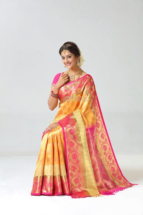 Silk saree photography.Silk Saree Photoshoot. #silk #saree #kanchipuram #weddingsarees #wedding #pattu #jewellery #indian #female #model #latest #poojajhaveri Pattu Saree Models, Silk Saree Photoshoot, Saree Photography, Saree Model, Saree Images, Saree Kanchipuram, Durga Ji, Traditional Silk Saree, Saree Poses