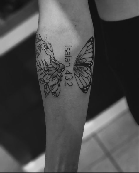 Butterfly Tattoo With Scripture, Butterfly Bible Verse Tattoo, Bible Scriptures Tattoos Woman, Scripture Tattoos For Women Arm, Bible Verse Tattoos For Women, Bible Scripture Tattoos, Bible Verse Tattoo, Scripture Tattoos, Bible Tattoos