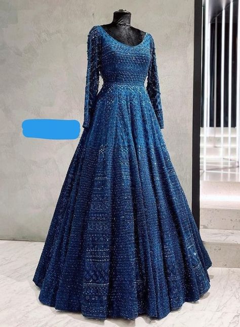 Grown Dress Indian Wedding, Chikankari Gown Designs, Long Gown Ideas Indian, Elegant Indian Outfits Anarkali, India Gown Dress, Frock For Reception Indian, Lehanga With Long Kurti, Wedding Anarkali Dress Indian Bridal, Anarkali Gown Design