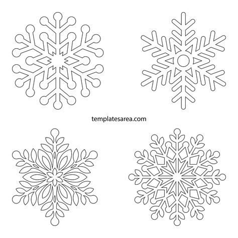 Printable Snowflake Patterns: Download Free Templates Snowflake Pattern Templates, Snowflake Template Printable, Snowflake Outline, Printable Snowflake Template, Printable Outline, Fun Winter Crafts, Christmas Snowflakes Pattern, Snowflake Patterns, Snowflake Template