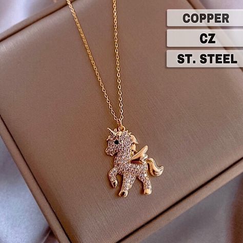 Sparkly Necklace, Unicorn Pendant, Unicorn Necklace, Chic Gifts, Cute Necklace, Steel Necklace, Stainless Steel Necklace, Gold Pendant Necklace, High Quality Jewelry