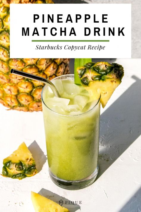 Pineapple Matcha Drink, Pineapple Matcha, Matcha Drink Recipes, Pique Tea, Smoothie Diet Challenge, Matcha Drink, Copycat Starbucks Recipes, Matcha Recipe, Unsweetened Coconut Milk