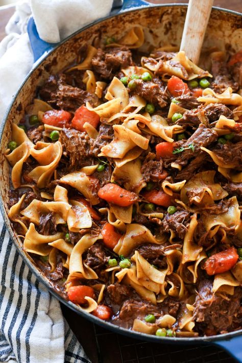 The Best Beef and Noodles (Oven or Crock Pot) | Cookies and Cups Beef And Egg Noodles, Pot Cookies, Comforting Dinner, Recipes With Ground Beef, Comfort Casseroles, Noodle Casserole, Beef Tips, Stew Meat, Noodles Recipe