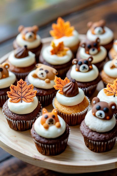 Autumn Baby Shower Theme, Fall Baby Shower Cake Ideas, Fall Cupcakes Decoration, Fall Baby Shower Cake, Autumn Cupcakes, Baby Shower Cake Ideas, Adorable Cupcakes, Autumn Desserts, Autumn Treats