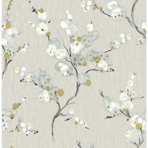 Tempaper Cynthia Rowley Cherry Blossoms Silver Self-Adhesive Removable Wallpaper-CR443 - The Home Depot Blue Floral Wallpaper, Japanese Blossom, A Street Prints, A Wallpaper, Botanical Wallpaper, Printed Backgrounds, Peel Stick Wallpaper, Grey Wallpaper, Modern Floral