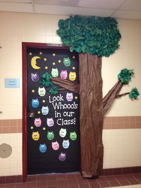 Owl Classroom Door Door Decorating Classroom, Owl Classroom Door, Fall Classroom Door Ideas, Owl Door Decorations, Fall Classroom Door, Decorating Classroom, Classroom Door Ideas, Classroom Door Decorating, Preschool Door