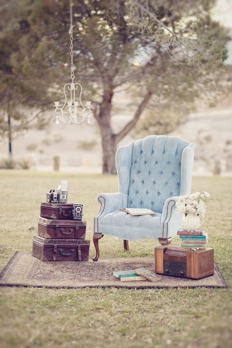 vintage props and styling by nostalgia resources  - vintage rentals, las vegas  ---  photo by alexie deines http://alexiejane.blogspot.com/ Chair Photography, Shabby Chic Decorating, Backdrops Photography, Daughter Photography, Shots Photography, Sibling Poses, Poses Couple, Sibling Photography, Photos Booth