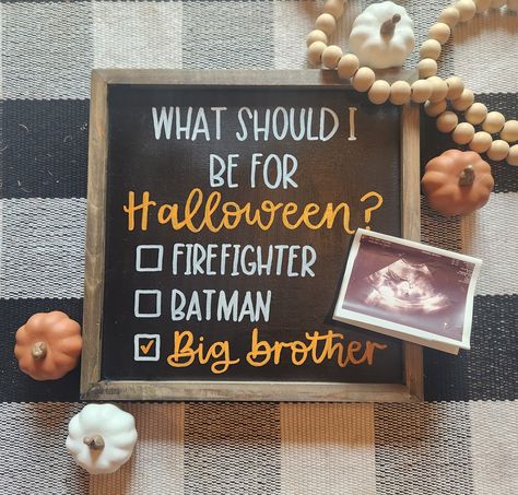 Second Baby Gender Reveal, October Pregnancy Announcement, Halloween Baby Announcement, Baby 2 Announcement, Big Brother Pregnancy Announcement, Second Baby Announcements, Second Pregnancy Announcements, Fall Baby Announcement, Pregnancy Announcement Pictures