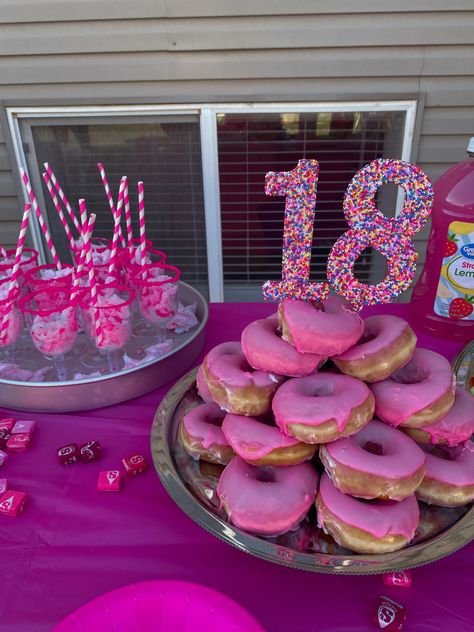 Pretty In Pink Movie Birthday Party, Pink Color Theme Party Food, All Pink Party Food, Pink Party Ideas For Adults Food, Pink Themed 18th Birthday Party, 10 Shades Of Pink Party, Pink Birthday Party Outside, Hot Pink Party Food, Hot Pink Theme Birthday Party