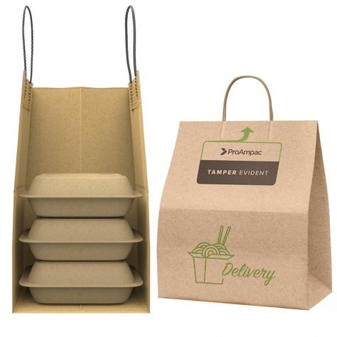 Delivery, Carry Out, Catering and Tamper-Evident Bags Flexible Packaging Solutions | ProAmpac Meal Packaging Ideas, Catering Packaging Ideas, Food Delivery Packaging Ideas, Lunch Box Design Food Packaging, Delivery Food Packaging, Food Packing Box Design, Meal Box Packaging, Food Packing Design, Food Takeaway Packaging