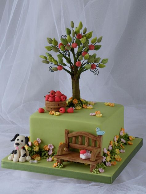 A quiet corner in the garden Mini Torte, Garden Cakes, Tree Cakes, Crazy Cakes, Novelty Cakes, Gorgeous Cakes, Love Cake, Fancy Cakes, Fondant Cakes