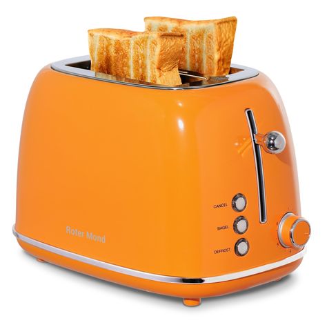 PRICES MAY VARY. Stainless Steel Toaster: Roter Mond 2 slice toaster comes with food-grade 18/8 stainless steel casing, non-toxic and BPA free, to support safe and healthy cook. It bakes quickly, evenly, and cools quickly, while its anti-rust and the anti-overheat shell is easy to clean and durable 6 Setting Shadow Knob: Roter Mond toaster has 6 different baking settings for you to choose with lower settings and higher settings from 70 seconds to 220 seconds, adjustable for everyone's taste, wit Bread Toaster, Stainless Steel Toaster, Orange Home, Small Kitchen Appliances, Retro Kitchen, Small Appliances, Food Grade, Kitchen Dining, Oven