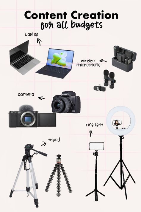 Influencer Equipment, Content Creation Aesthetic, Blogging Camera, Youtube Channel Name Ideas, Content Creator Aesthetic, Youtube Setup, Best Vlogging Camera, Creator Aesthetic, Start Youtube Channel