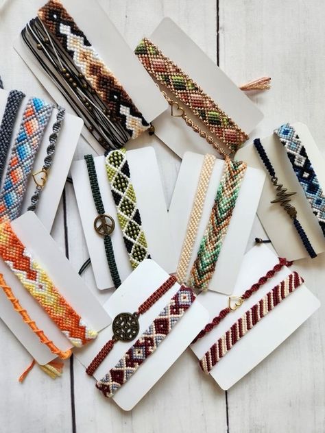 Trendy Friendship Bracelet Patterns You Can Make at Home Embroidery Yarn Bracelet, Earthy Friendship Bracelet, Etsy Shop Ideas Products Handmade, Friend Ship Bracelet, Friendship Bracelets Ideas, Aztec Bracelet, Cool Friendship Bracelets, Diy Bracelets With String, String Bracelet Patterns