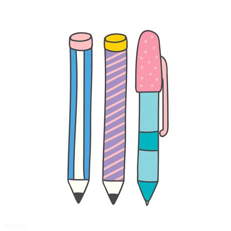 Pen and pencils set doodle vector | free image by rawpixel.com / filmful Doodles With Color, Pen Image, Pencil Doodles, Pen Vector, Pencil Vector, Calendar Doodles, Doodle Pen, Pen Doodle, Doodle Pencil