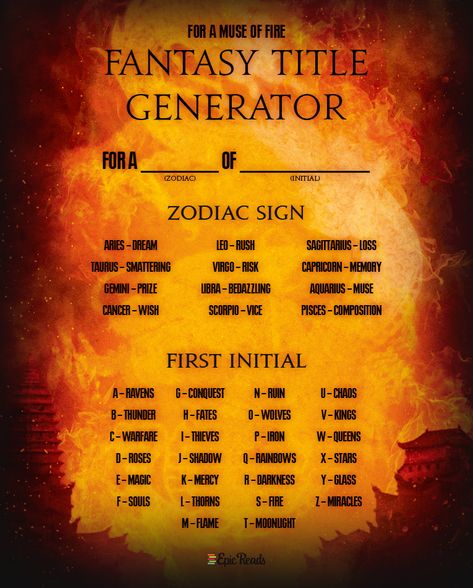 Fantasy Title Generator Book Title Generator, Funny Name Generator, Menulis Novel, Title Generator, Writing Inspiration Tips, Fantasy Names, Writing Inspiration Prompts, Funny Names, Writing Characters