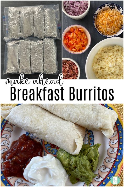 Breakfast Burritos - Freezer Meals 101 Freezing Breakfast Burritos, How To Freeze Breakfast Burritos, Freezer Burritos Chicken, Freezer Burritos Breakfast, Breakfast Burritos Freezer, Freezable Breakfast Burritos, Burritos Freezer, Freezable Breakfast, Freezer Burritos