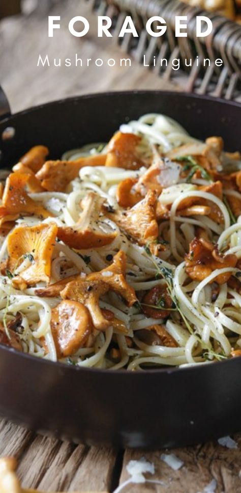 Mushroom Linguine, Chanterelle Recipes, Mushroom Dishes, Spinach Mushroom Pasta, Puffball Mushroom, Mushrooms Recipes, Shitake Mushrooms, Edible Ideas, Cauliflower Mushroom