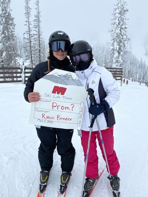 Ski Promposal, Snowboarding Hoco Proposal, Skiing Hoco Proposals, Winter Formal Proposal Ideas For Guys, Twerp Proposals, Snowball Proposal Ideas, Snowcoming Proposal, Tolo Proposal Ideas, Dance Promposal