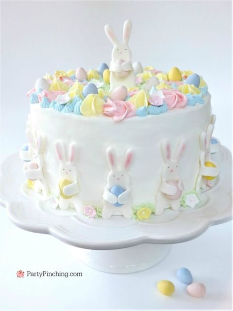 Easter Bunny Egg Hunt Cake, cute pastel Easter Cake, beautiful adorable pretty Easter cake, fondant bunny cake, Bunnies holding eggs, pastel Spring flower cake, Best Easter cake recipe Rabbit Cakes, Easter Bunny Egg Hunt, Flori Fondant, Easter Cake Recipes, Pastel Cake, Easter Cupcake, Cake Beautiful, Cake Cute, Best Buttercream