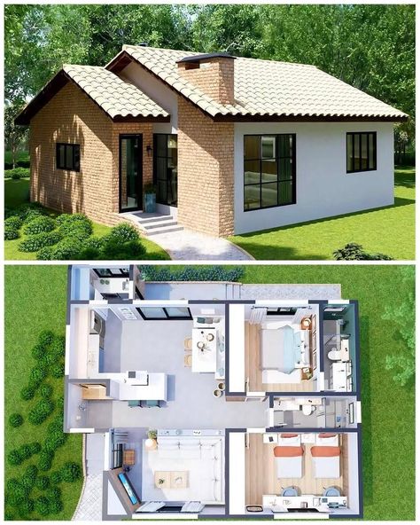 Small House Blueprints, Plan Villa, Small House Layout, Tiny House Community, House Floor Design, Building Plans House, Sims 4 House Design, Villa Plan, Tiny House Floor Plans