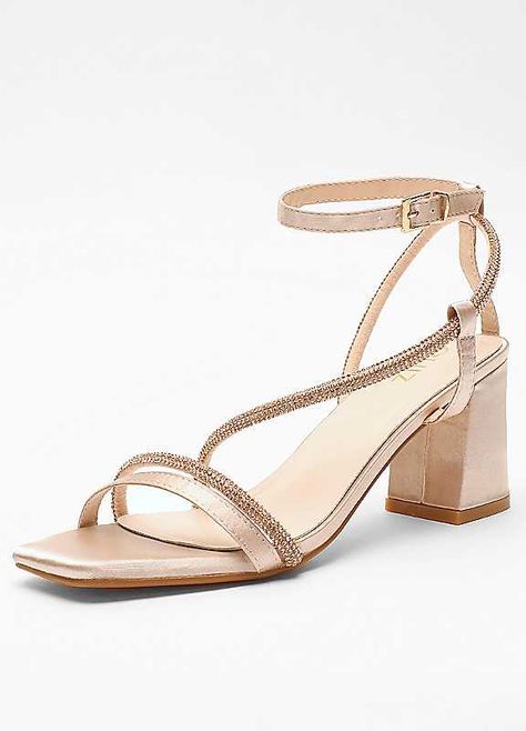 Elevate your ensemble with these Champagne Satin Diamante Asymmetric Block Heel Sandals. The luxurious satin finish combined with sparkling diamante embellishments creates a sophisticated yet trendy look, ensuring you shine with elegance and style. Brand: Quiz Upper: 90% Polyester, 10% Elastane Lining & Sole: 100% Polyurethane Trims: 100% Rhinestone Heel height approx. 9 cm (3.6 in) Heels Champagne, Rhinestone Heels, Block Heel Sandals, Block Heels Sandal, Heel Sandals, Heeled Sandals, Satin Finish, Block Heels, Sandals Heels