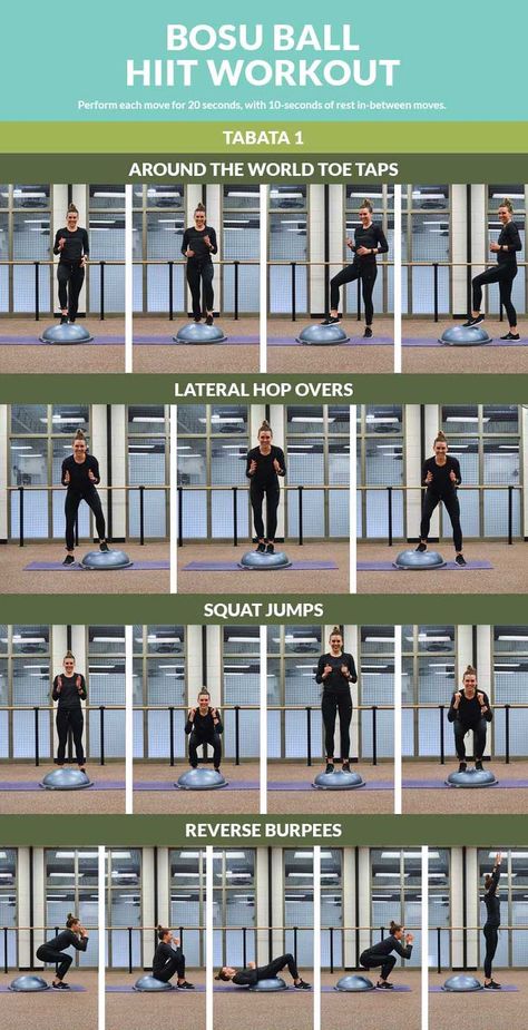 Bosu Ball HIIT Workout: Mix up your workout routine with this high intensity interval training! Bosu Ball Workout, Bosu Workout, Hiit Workout Routine, Cardio Yoga, Workout Hiit, Bosu Ball, Treadmill Workouts, Hiit Training, Workout Plan Gym