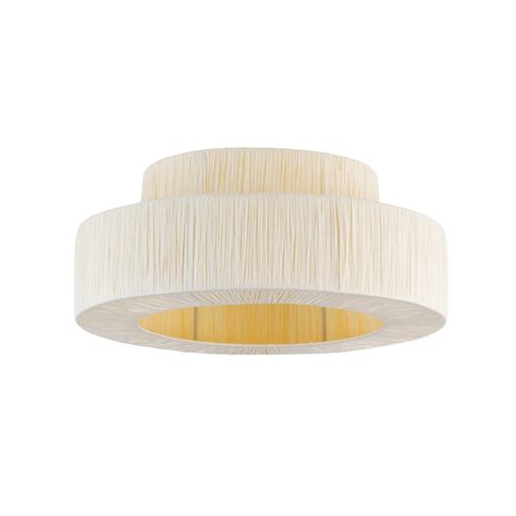 Joss & Main Abbie 1 - Light Raffia Dimmable Metal Drum Flush Mount & Reviews | Wayfair Flush Mount Ceiling Lights Bedrooms, Farmhouse Flush Mount Light, Coastal Farmhouse Living Room, Lighting Updates, Metal Drum, Entryway Lighting, Paper Lampshade, Overhead Lighting, Flush Ceiling Lights