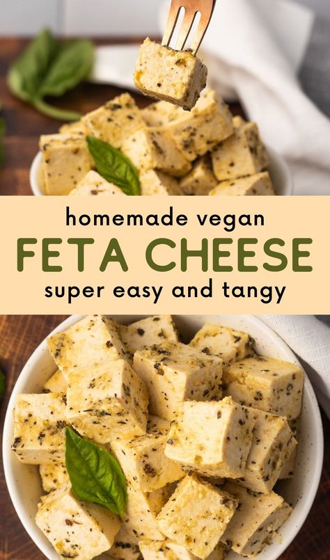 Greek Salads, Mediterranean Herbs, Tofu Feta, Traditional Greek Salad, Vegan Feta, Vegan Feta Cheese, Vegan Cheese Recipes, Quick Easy Vegan, Feta Recipes