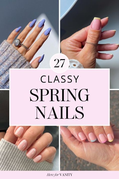 Save these for your next manicure! 27 trendy but classy spring nail designs perfect for elevating your style this season. From soft pastels to vibrant hues, find your favorite look and nail it with confidence! Confident Nails, Classy Spring Nails Almond, Classy Spring Nails, French Manicure Kit, Peach Nail Polish, Nail Designs For Spring, Neutral Nail Designs, Mint Green Nails, Neutral Nail