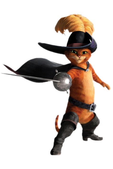 Puss in Boots: A swashbuckling cat with a love for adventure and swordsmanship. Puss in Boots uses his wit, charm, and sword-fighting skills to help his friends and get out of tricky situations. He's a hero with a touch of mischievousness. Cat Boots, The Last Wish, Striped Cat, Fairy Tale Characters, Dreamworks Animation, Pinturas Disney, Shrek, Movie Characters, Dreamworks