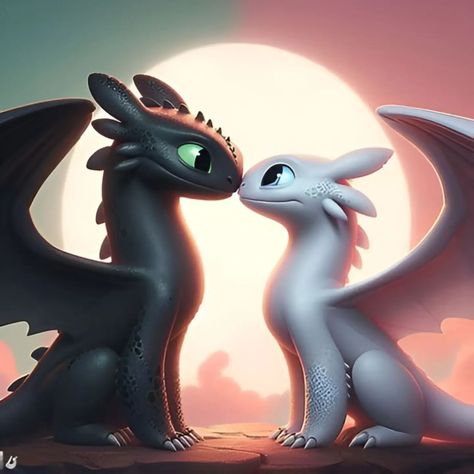 Toothless and light fury stand and hug each other despite their visible differences: Toothless gentle and soft, embraces Light fury strong… | Instagram Toothless Dragon And Light Fury, Httyd Toothless And Light Fury, Toothless And Light Fury Tattoo, Light Fury And Toothless, Stitch And Toothless, Dragon Couple, Toothless Wallpaper, Toothless And Light Fury, Baby Toothless