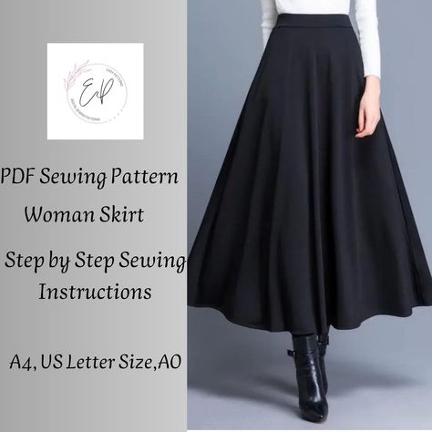 Woman Skirt Sewing pattern, Woman PDF sewing printable pattern, Plus sizes patterns, Sewing Pattern, Silk Skirt Pattern, Long Skirt Pattern. Goth Skirt Sewing Pattern, Witch Skirt Pattern, Winter Skirt Pattern, Silk Skirt Pattern, Skirt Length Guide, Long Skirt Pattern Sewing, Women Romper Pattern, Long Skirt Sewing Pattern, Boho Dress Pattern