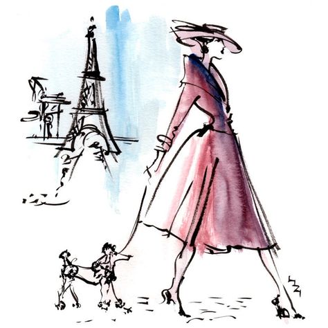 Artistic Sketches, Vintage Fashion Sketches, Watercolour Wash, Chic Illustration, Paris Illustration, Fashion Illustration Vintage, Paris Art, Decor Fashion, Fashion Art Illustration