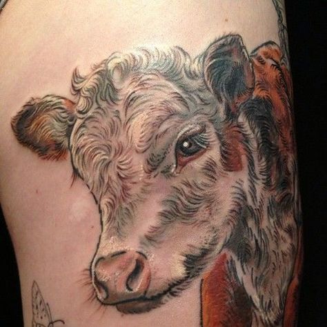 Step into the farmyard of fashion with cow tattoo designs! We've rounded up over 70 cow tattoo ideas that are just udderly irresistible. Hereford Tattoo, Bull Shoulder Tattoo, Hereford Cow Tattoo, Longhorn Cow Tattoo, Cow Tattoo Design, Shading Examples, Cow Tattoo Ideas, Cow Tattoos, Farm Tattoo