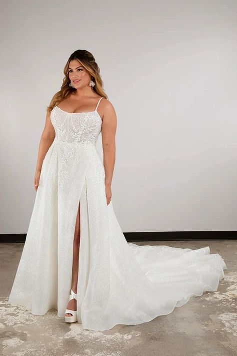 Essense of Australia Plus Size - D3812 | Love Curvy Bridal Corset A Line Wedding Dress, Essense Of Australia, Kleinfeld Bridal, Curvy Bride, Wedding Dresses Plus Size, Curvy Dress, A Line Gown, Plus Size Wedding, Dress Silhouette