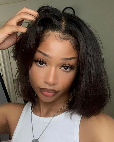 Spam to get noticed/featured on Instagram: “#purestmelanin” Cute Short Straight Hairstyles Black Women, Black Girls With Short Straight Hair, Black Curly Hair Cuts, Light Makeup Looks Black Women, Straight Short Hairstyles Black Women, Black Girls Straight Hairstyles, Straight Natural Hair Black Women, Short Straight Hairstyles Black Women, Black Girls With Straight Hair