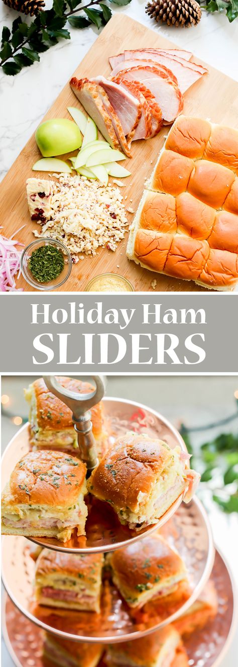 A cheesy baked ham sandwich that provides an easy way to feed a group. Ham Sliders Recipes, Holiday Finger Foods, Easy Slider Recipes, Easy Slider, Ham Sliders, Recipes Clean Eating, Savory Sides, Ham Sandwich, Slider Sandwiches