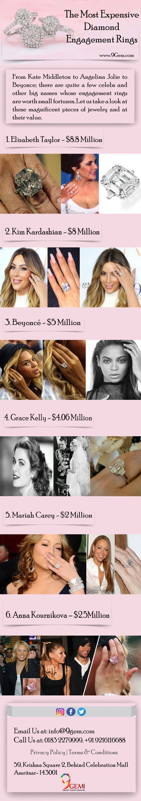 Here are some celebrities who worn such a beautiful diamond wedding rings and the price of this gorgeous rings are in millions. Just check out this list of the world's most expensively extravagant engagement rings. Extravagant Engagement Rings, Beautiful Wedding Rings Diamonds, Gorgeous Rings, Anna Kournikova, Expensive Diamond, Mariah Carey, Diamond Wedding Rings, Diamond Wedding, Kim Kardashian