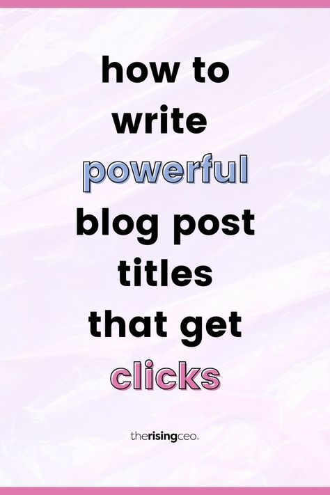 Are you paying attention to your blog post titles? Here's exactly how to write powerful blog post titles that actually get clicks! #blogposts #blogging #bloggingtips Online Business Strategy, Blog Post Titles, Blog Niche, Blog Site, Blogging 101, Online Business Marketing, Pinterest Marketing Strategy, Blog Sites, Writing Blog Posts