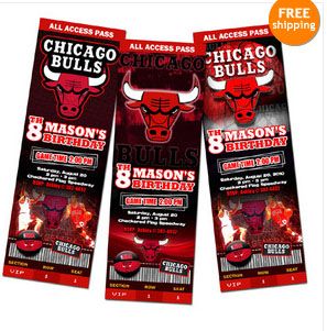 CHICAGO BULLS BIRTHDAY PARTY INVITATION TICKET by UPA Designs via EBay (pgioda) Chicago Bulls Birthday Party, Chicago Bulls Ropa, Chicago Bulls Outfit, 40th Birthday Party Favors, Princess Decor, Boy Party Invitations, Baby Birthday Party Theme, Basketball Birthday Parties, Cars Birthday Party Disney