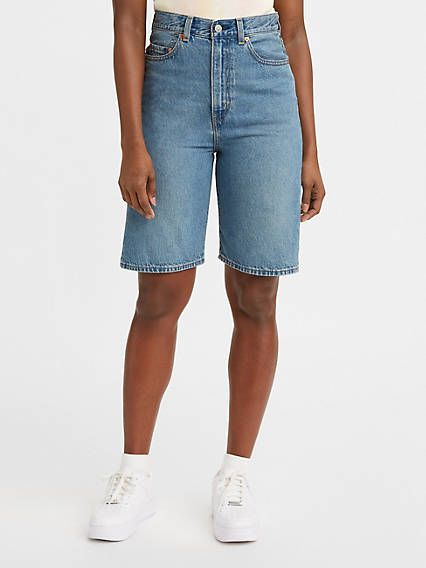 High Rise Mom Women's Shorts - Medium Wash | Levi's® US Long Denim Shorts Outfit, Denim Shorts Outfit Ideas, Womens Long Shorts, Long Denim Shorts, Levis Outfit, Denim Shorts Outfit, Womens Summer Shorts, Tencel Fabric, Bermuda Short