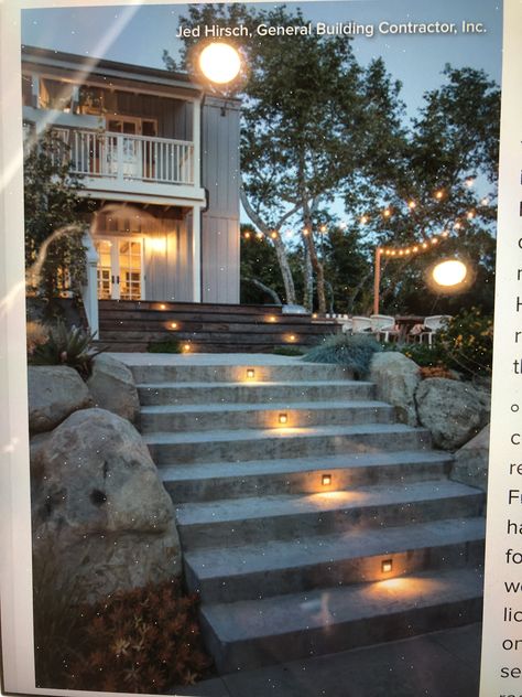 Simple Garden Designs, Outside Stairs, Landscape Stairs, Landscape Steps, Covered Patio Design, Outdoor Lighting Design, Stairway Lighting, Paving Design, Outdoor Stair Lighting