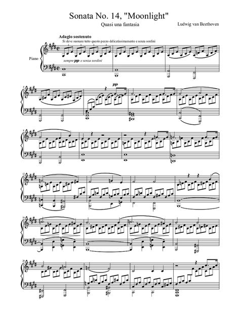 Moonlight Sonata Sheet Music, Moonlight Sonata Piano, Beethoven Piano, Trumpet Sheet Music, Key Signatures, Saxophone Sheet Music, Piano Score, Ludwig Van Beethoven, Flute Sheet Music