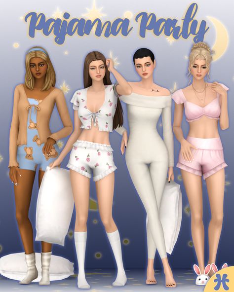 Pajama Party ( 8 items ) | HuiEn Maxis Match Sleepwear, Female Cc Clothes, The Sims 4 Sleepwear, Sims 4 Cc Pajamas Maxis Match, Sims 4 Pj Set, Sims 4 Cc Finds Maxis Match Clothes, Dress Back Neck Designs, The Sims 4 Maxis Match Cc, Sims 4 Cc Party